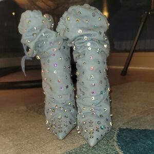 Azeala Wang Denim Sparkle Bootie